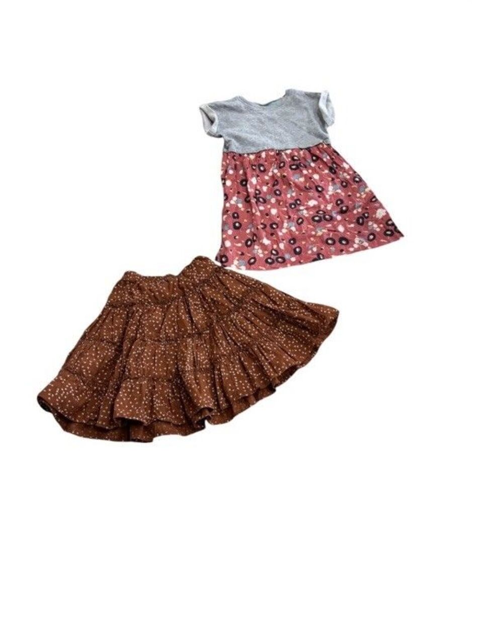 Lot 2 Hanna Andersson Floral Twirl Skirt Dress Lot sz 120 6-7Y Back To School
